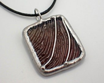 Clove - Stained Glass Pendant with Black Necklace Cord or Chain