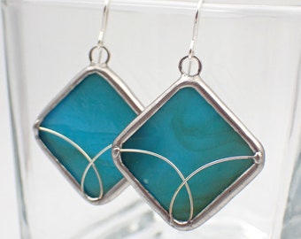 Seagulls - Sterling Silver Stained Glass Earrings