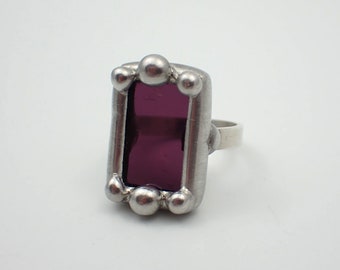 Victorian Violet - Size 6 Sterling Silver Stained Glass Ring