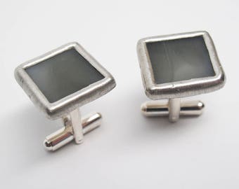 Morning Fog - Mens Stained Glass Cuff Link Set