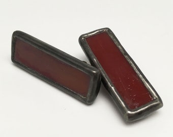 Brick Red - Small Stained Glass Alligator Clip Barrette Set