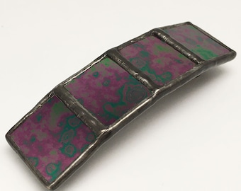 Magenta Shimmer - Medium Stained Glass French Barrette