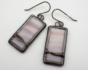 Mauve Breeze - Sterling Silver Stained Glass Earrings