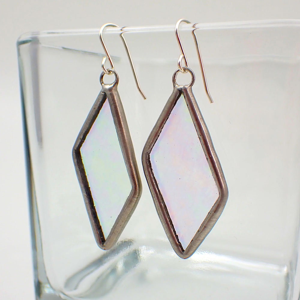 【BLACKPURPLE】5p Snow Crystal Point Earrings Snow Crystal - Sterling Silver Stained Glass Earrings - Etsy