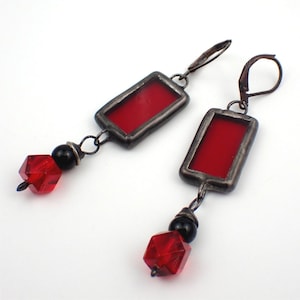 Moulin Rouge - Sterling Silver Stained Glass Earrings