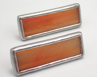 Just Peachy - Small Stained Glass Alligator Clip Barrette Set