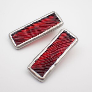 Red Ripple Small Stained Glass Alligator Clip Barrette Set image 5