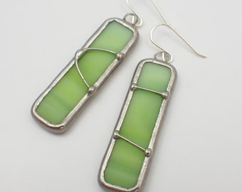 Lemongrass - Sterling Silver Stained Glass Earrings
