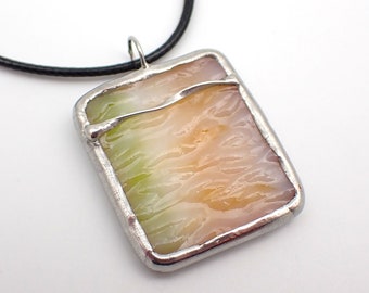 Tropical Twist - Stained Glass Pendant with Black Necklace Cord or Chain