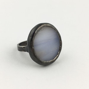Twilight Moon - Size 10 Sterling Silver Stained Glass Ring