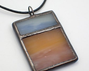 Breaking Dawn - Stained Glass Pendant with Black Necklace Cord or Chain