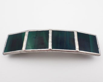 Emerald Ink - Large Stained Glass French Barrette