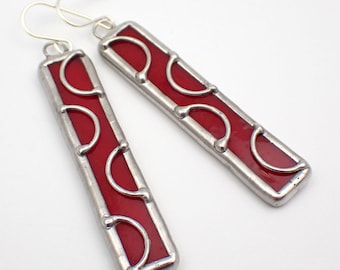 Little Ladybugs - Sterling Silver Stained Glass Earrings