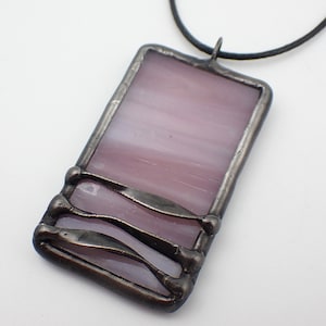 Amethyst Twist - Stained Glass Pendant with Black Necklace Cord or Chain