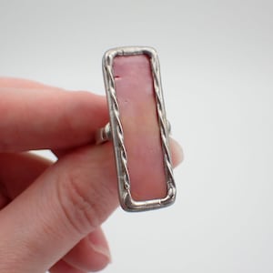Cinnamon Shine - Größe 7 Glasmalerei-Ring mit Sterlingsilber-Band