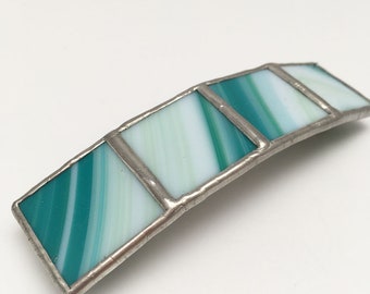 Rainbow Mint - Large Stained Glass French Barrette