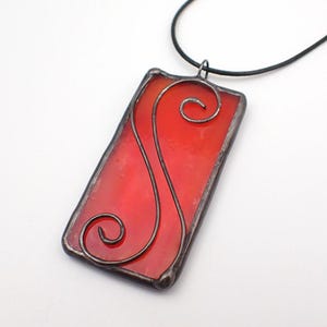 Dragon Flame - Stained Glass Pendant with Black Necklace Cord or Chain