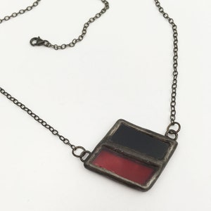 Harlequin - Stained Glass Necklace with Sterling Silver Chain