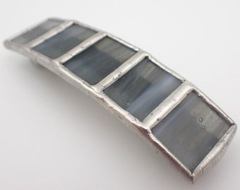 Gray Haze - Large Stained Glass French Barrette