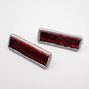 Red Ripple Small Stained Glass Alligator Clip Barrette Set image 9