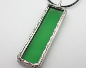 Verde View - Stained Glass Pendant with Black Necklace Cord or Chain