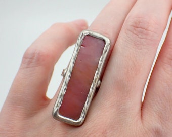 Cinnamon Shine - Size 7 Sterling Silver Stained Glass Ring