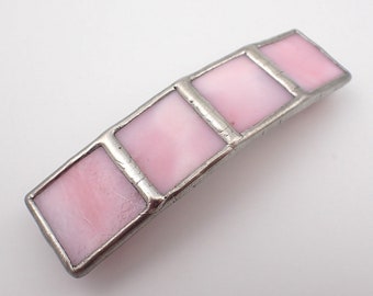 Pink Marshmallow - Medium Stained Glass French Barrette