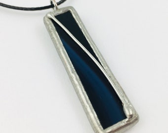 Dark Oblivion - Stained Glass Pendant with Black Necklace Cord or Chain