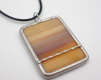 Desert Sky - Stained Glass Pendant with Black Necklace Cord or Chain