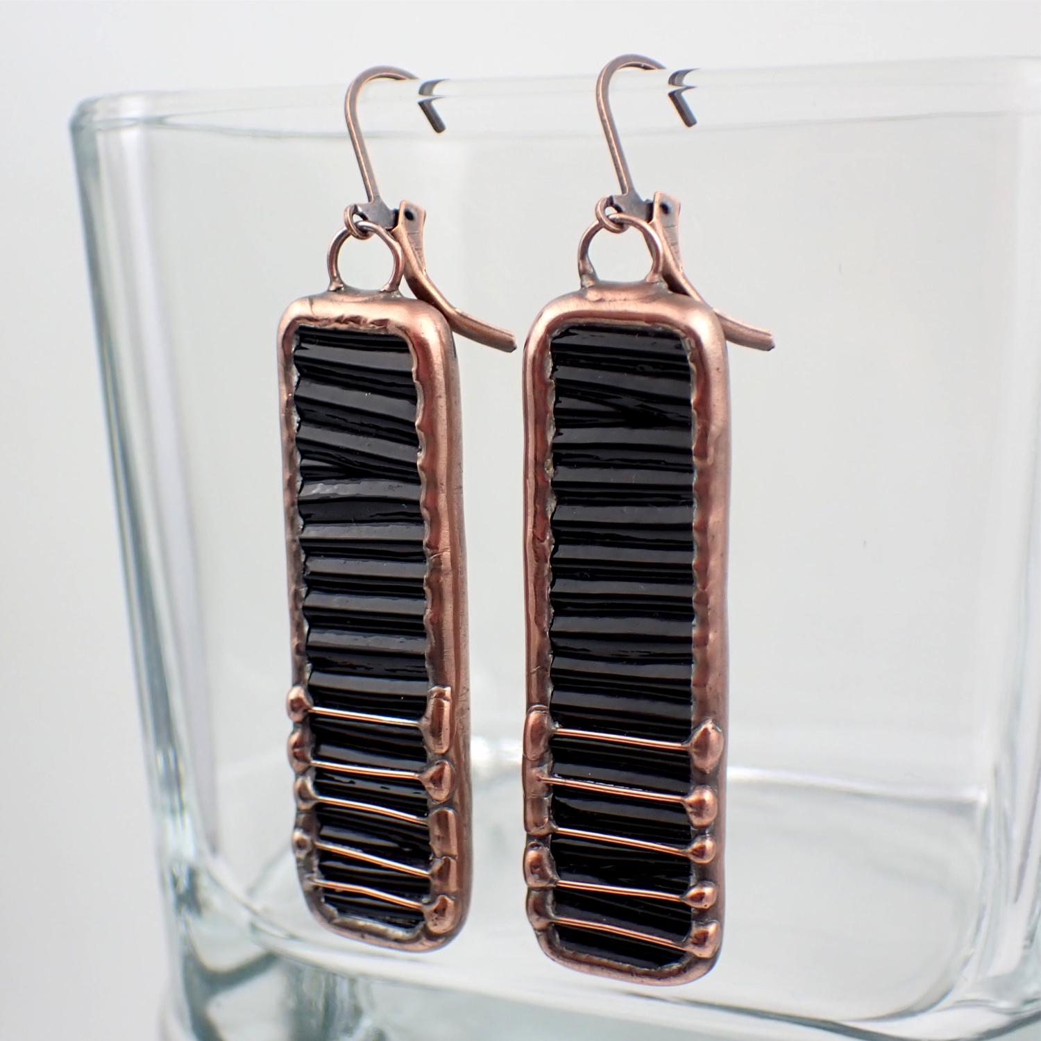 Parallel Lines - Stained Glass Earrings