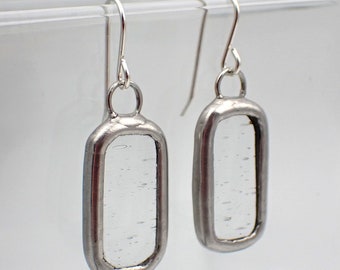 Icebound - Sterling Silver Stained Glass Earrings