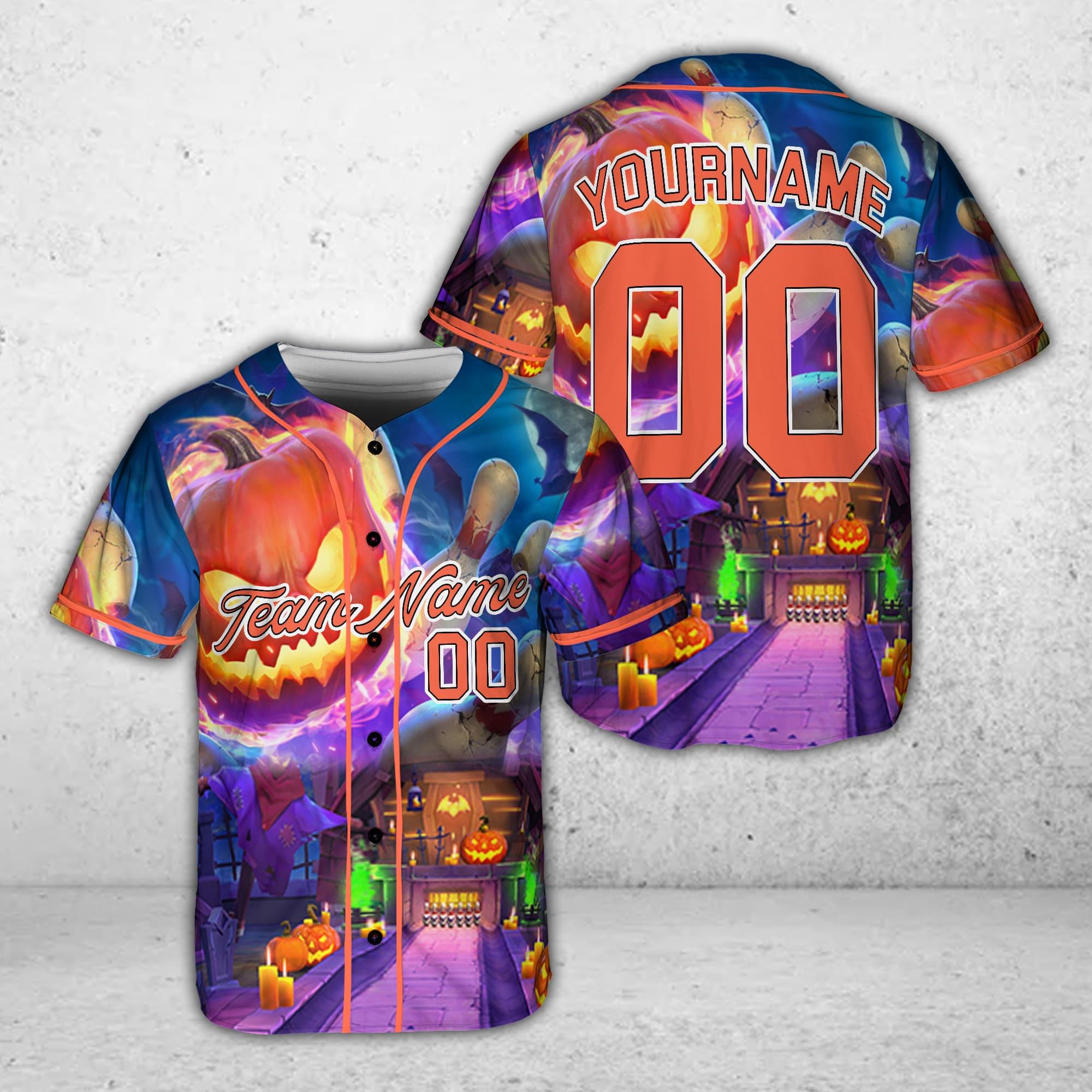 Discover Custom Funny Halloween Bowling Team Name Baseball Jersey