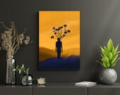 Surrealist Standing Figure digital art Print download art, Oil painting style Standing Figure in a field printable, frameable wall art print