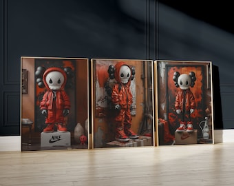 Hypebeast Prints, conjunto de 3, Gallery Wall Art, Póster KAWS imprimible, Decoración de lujo moderna, Obra de arte minimalista estilo callejero, Descarga digital
