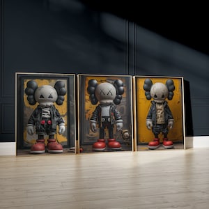 Hypebeast Prints, set of 3, Gallery Wall Art, Printable KAWS Poster, Modern Luxury Decor, Minimalist Street Style Artwork, Digital Download