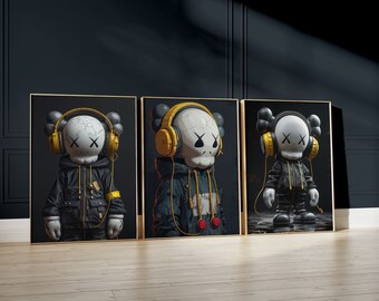 Hypebeast Prints, set of 3, Gallery Wall Art, Printable KAWS Poster, Modern Luxury Decor, Minimalist Street Style Artwork, Digital Download