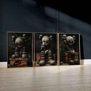 Hypebeast KAWS Prints, set of 3, Gallery Wall Art, Printable KAWS Poster, Modern Luxury Decor,  Street Style Artwork, Digital Download