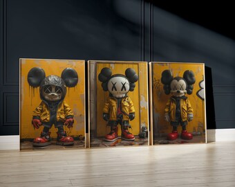 Hypebeast Prints, conjunto de 3, Gallery Wall Art, Póster KAWS imprimible, Decoración de lujo moderna, Obra de arte minimalista estilo callejero, Descarga digital