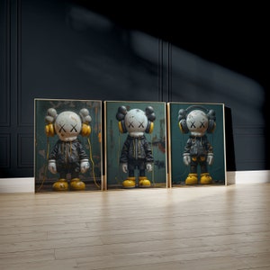 Hypebeast Prints, set of 3, Gallery Wall Art, Printable KAWS Poster, Modern Luxury Decor, Minimalist Street Style Artwork, Digital Download