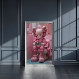 Pink Kaws on Toilet, Funny Hypebeast Design, Minimalist Kaws Graffiti ...