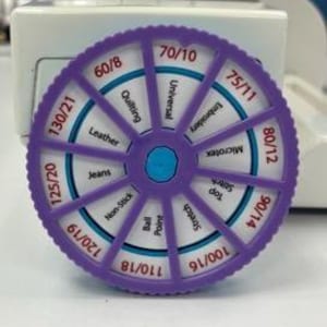 Track the sewing needle left in a machine to keep you organized, and efficient.   You set the Needle Noter when you change needles.