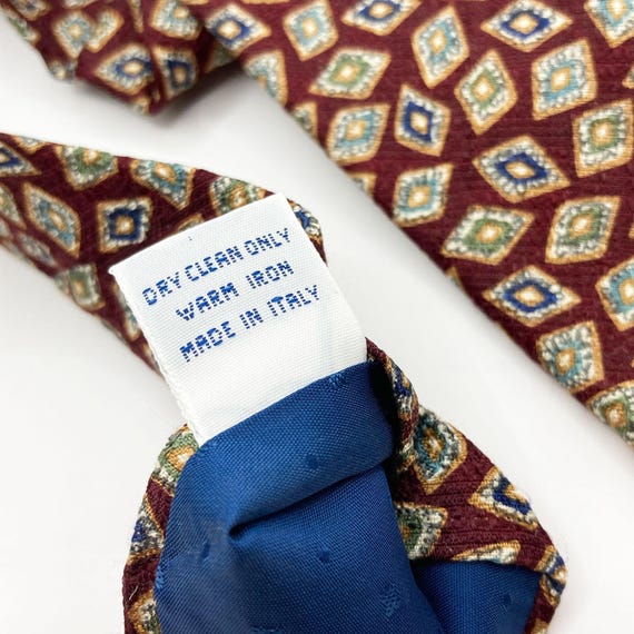 80s GIVENCHY PARIS Repeat Diamond Pattern Silk Tie - image 7