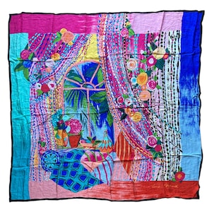 LOUIS FERAUD 70s PARIS kitsch style silk scarf