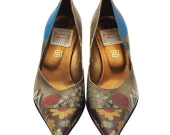 Zapatos de tacón Roberto Santi Trend Colorful Illustration Leather Heels EU 39 Made In Italy