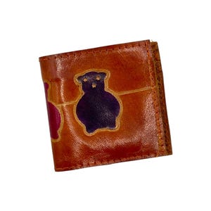 Vintage Leather Wallet: Handmade 80s Three Bears Design