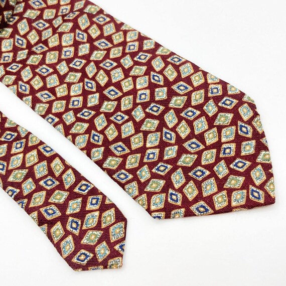 80s GIVENCHY PARIS Repeat Diamond Pattern Silk Tie - image 5