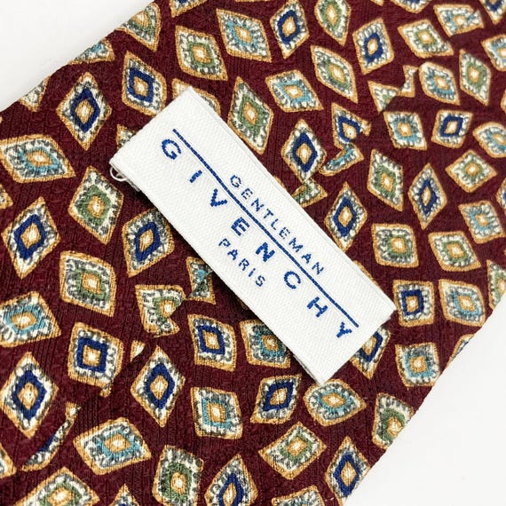 80s GIVENCHY PARIS Repeat Diamond Pattern Silk Tie - image 3