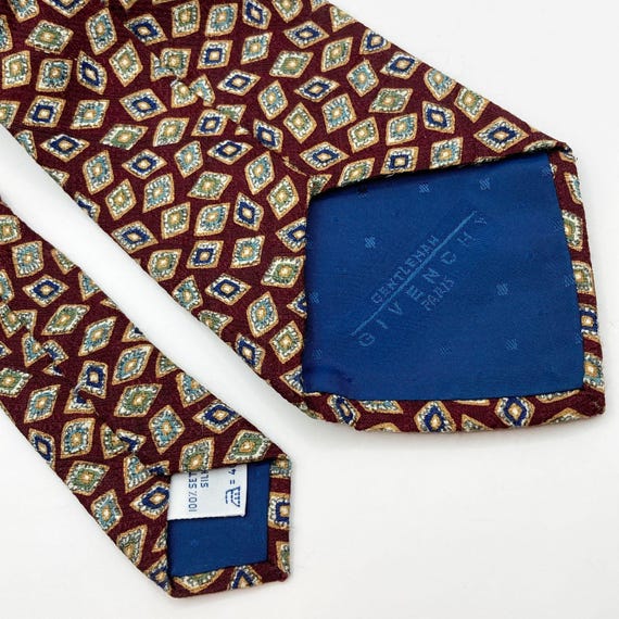 80s GIVENCHY PARIS Repeat Diamond Pattern Silk Tie - image 4