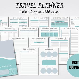 Travel Planner, Travel Journal, Vacation Planner, Travel Tracker, Trip Planner, Itinerary Planner, Printable, PDF Planner, Holiday Planner