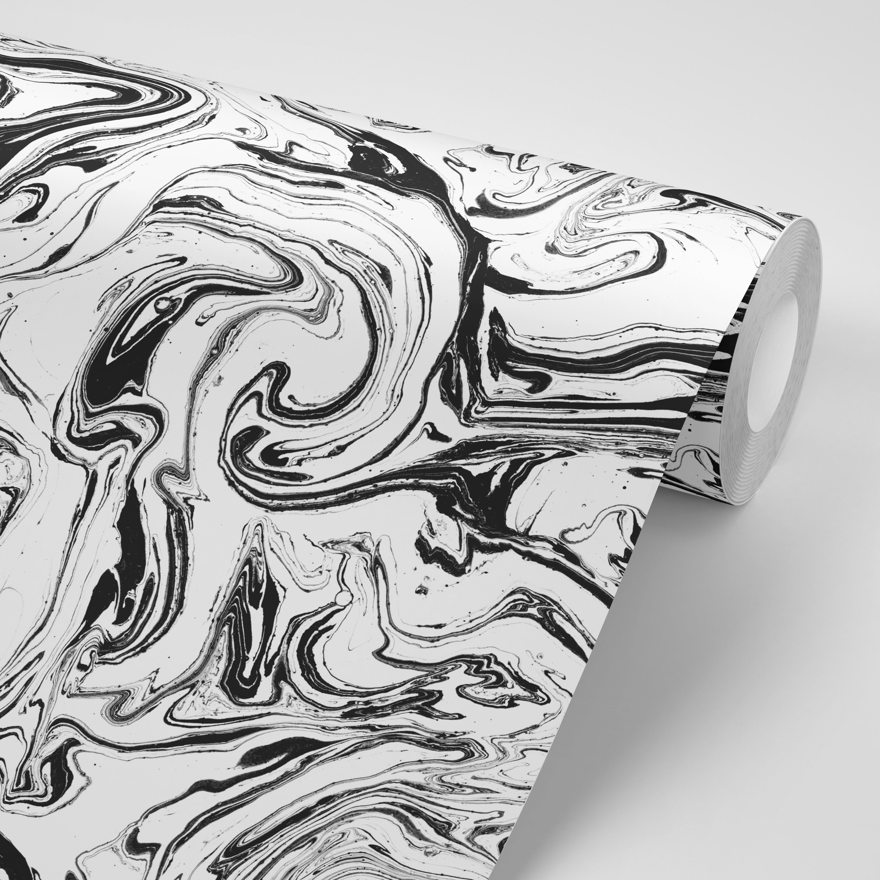 Wallpaper Psychedelic Black and White Paint Swirl Oil Spill - Etsy Wallpaper Psychedelic Black and White Paint Swirl Oil Spill - Etsy
